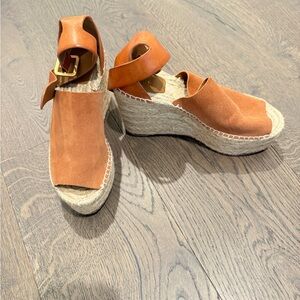 Chloe Orange Espadrille Wedges